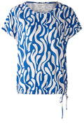 Blue and White Drawstring Blouse