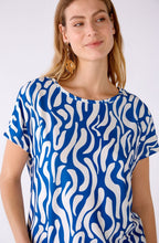Blue and White Drawstring Blouse