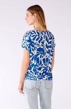 Blue and White Drawstring Blouse