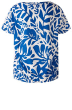 Blue and White Drawstring Blouse