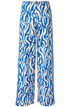 Blue and White Jersey Wide Leg Trousers