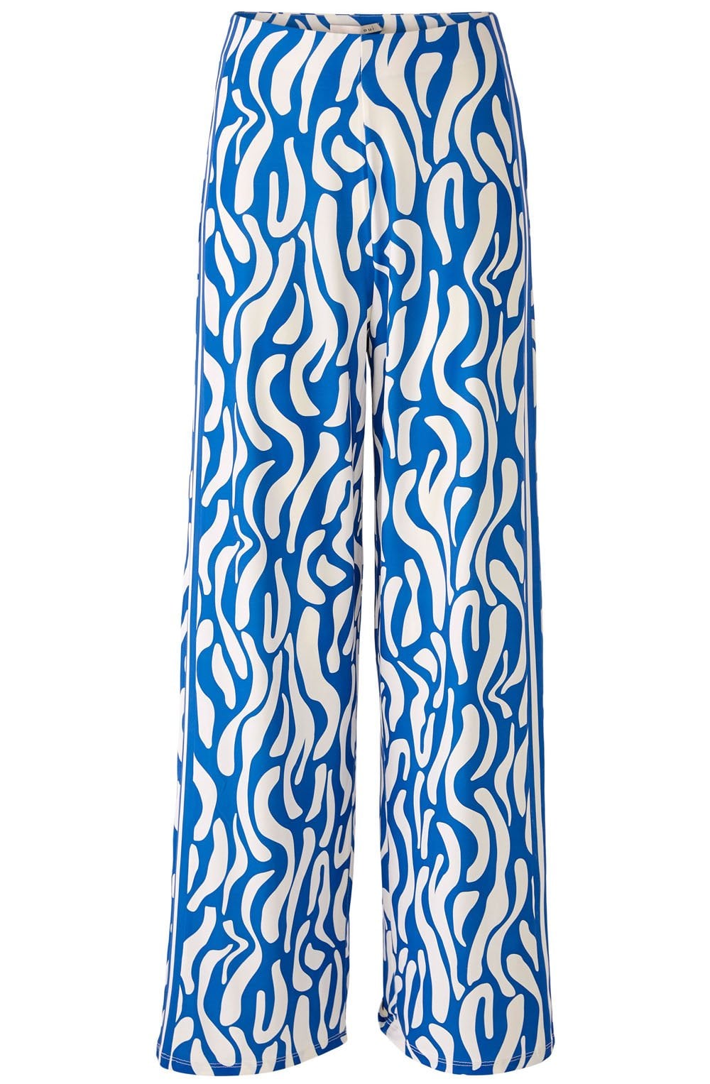 Blue and White Jersey Wide Leg Trousers