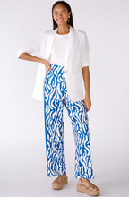 Blue and White Jersey Wide Leg Trousers