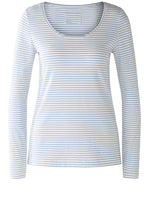 Blue and White Striped Jersey Top