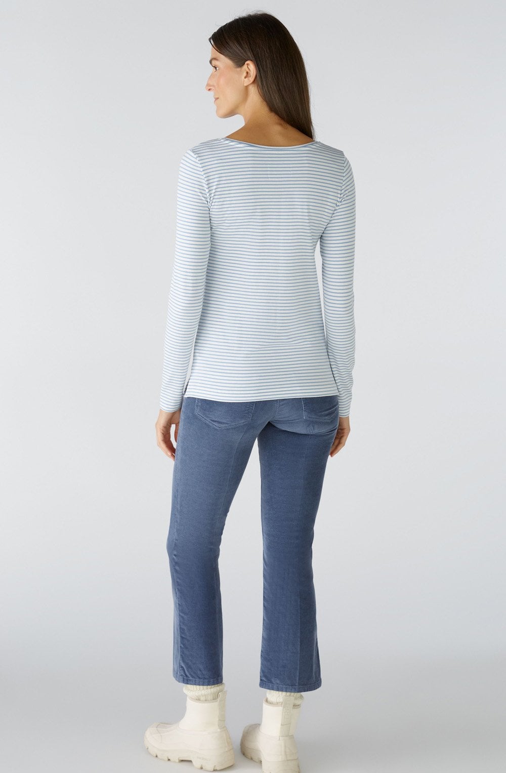 Blue and White Striped Jersey Top