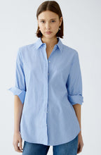 Blue and White Striped Oversized Shirt