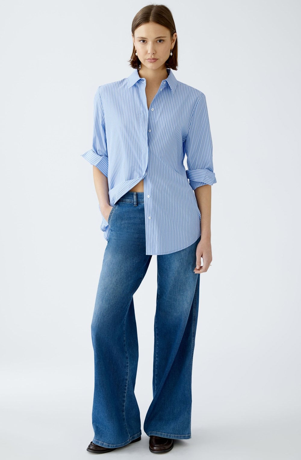 Blue and White Striped Oversized Shirt