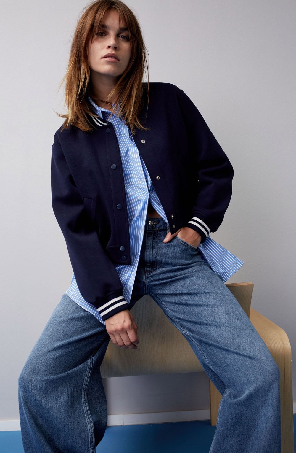 Blue and White Striped Oversized Shirt