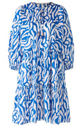 Blue and White Tiered Knee Length Dress