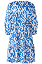 Blue and White Tiered Knee Length Dress