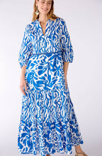 Blue and White Tiered Maxi Dress