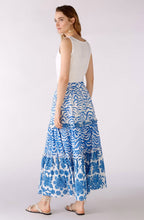 Blue and White Tiered Maxi Skirt
