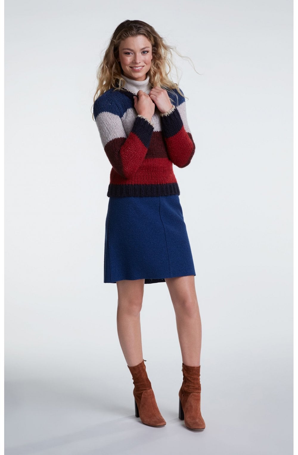 Blue Boiled Wool Skirt