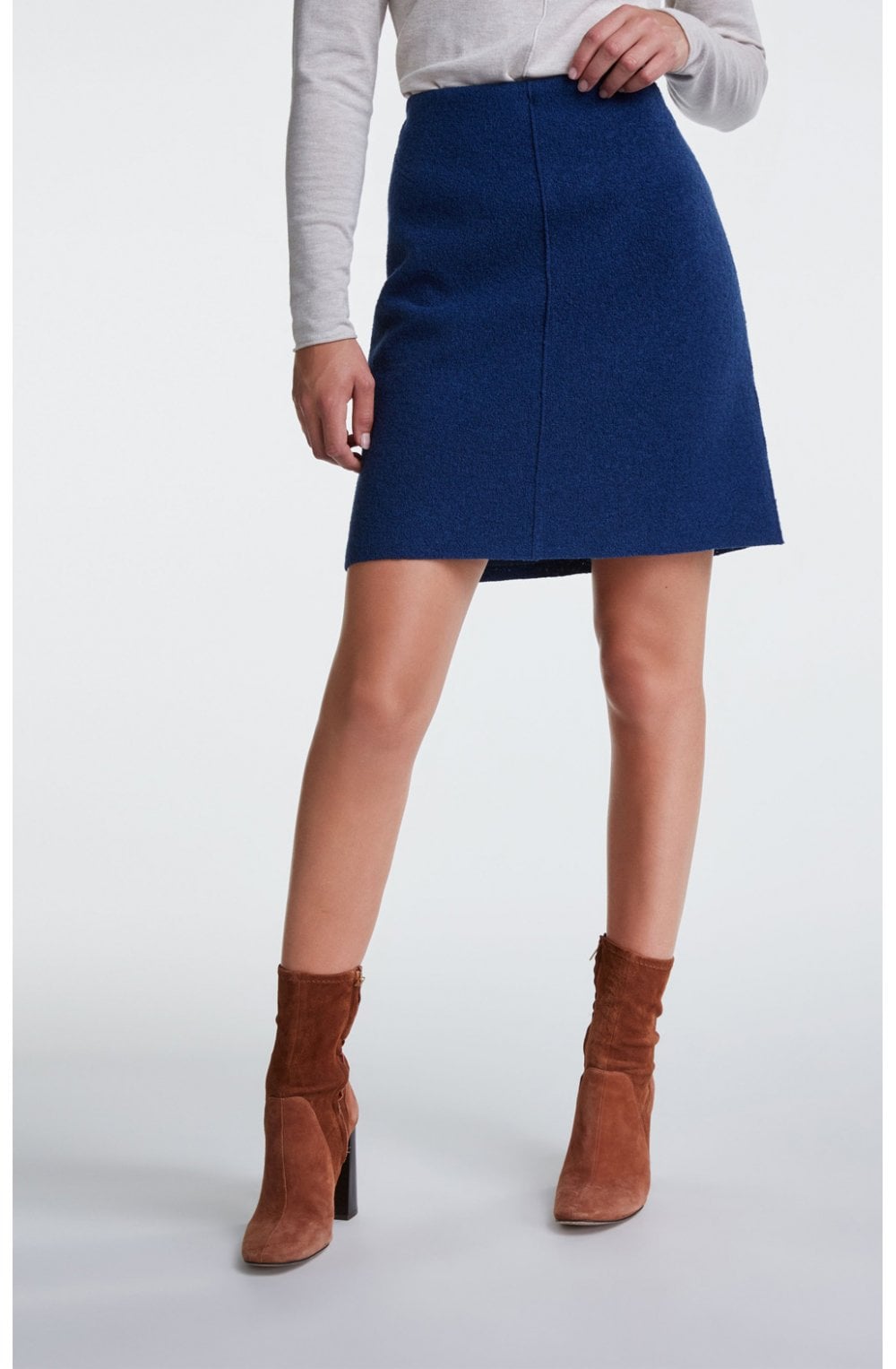 Blue Boiled Wool Skirt