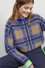 Blue Brushed Check Jumper with Green Details