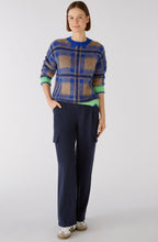 Blue Brushed Check Jumper with Green Details