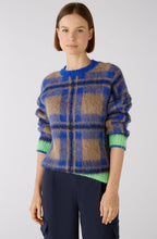 Blue Brushed Check Jumper with Green Details