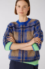 Blue Brushed Check Jumper with Green Details