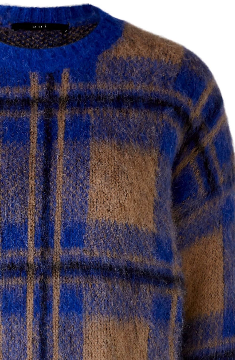 Blue Brushed Check Jumper with Green Details