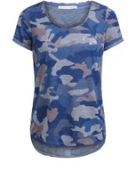 Blue Camouflage Print T Shirt