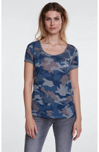Blue Camouflage Print T Shirt