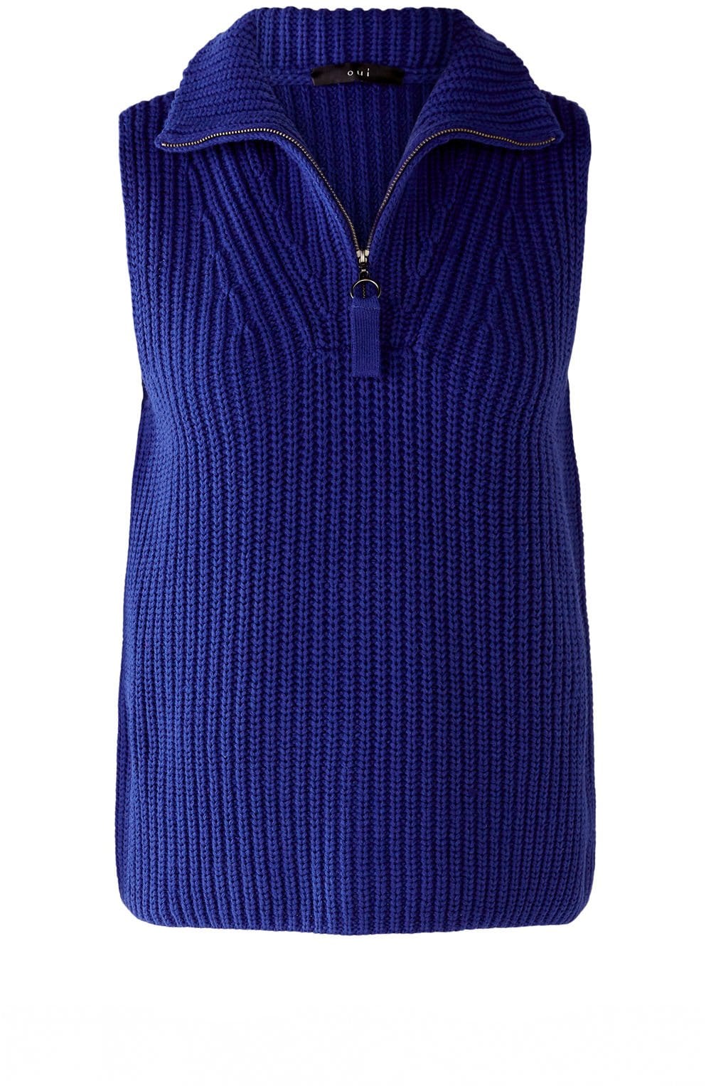 Blue Chunky Knit Half Zip Slip Over