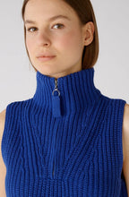 Blue Chunky Knit Half Zip Slip Over