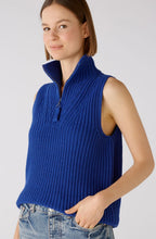 Blue Chunky Knit Half Zip Slip Over