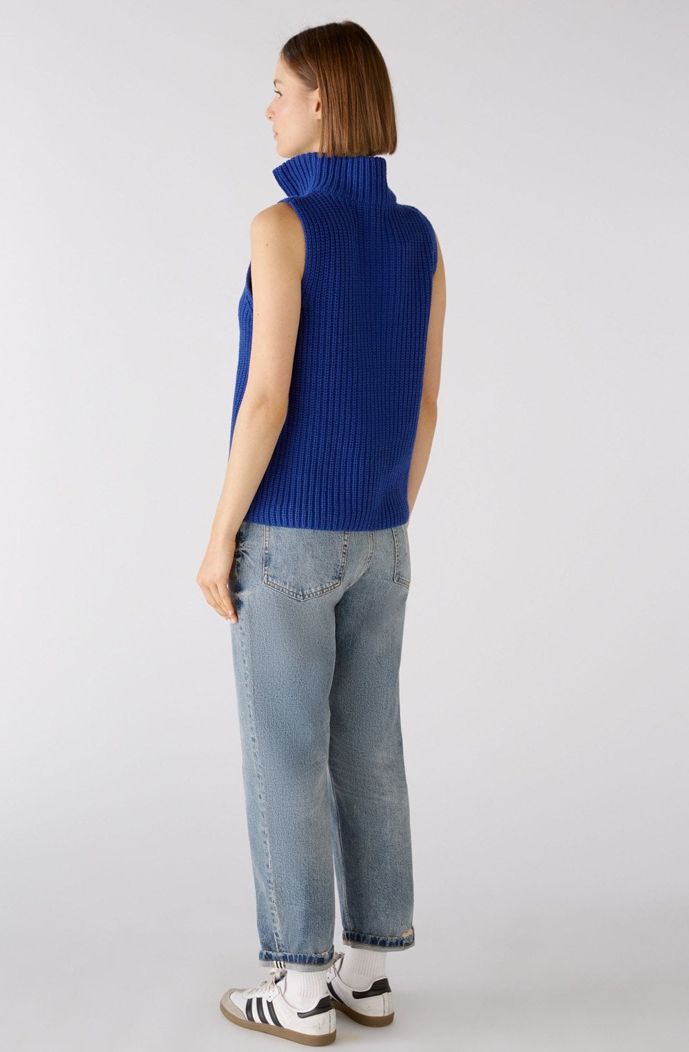 Blue Chunky Knit Half Zip Slip Over