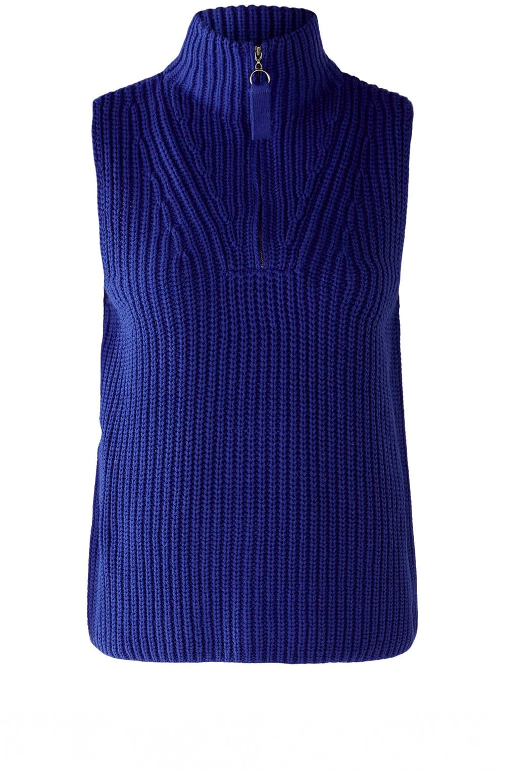 Blue Chunky Knit Half Zip Slip Over