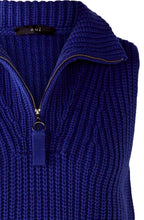 Blue Chunky Knit Half Zip Slip Over
