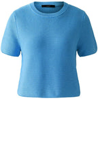 Blue Cotton Purl Knit Pullover