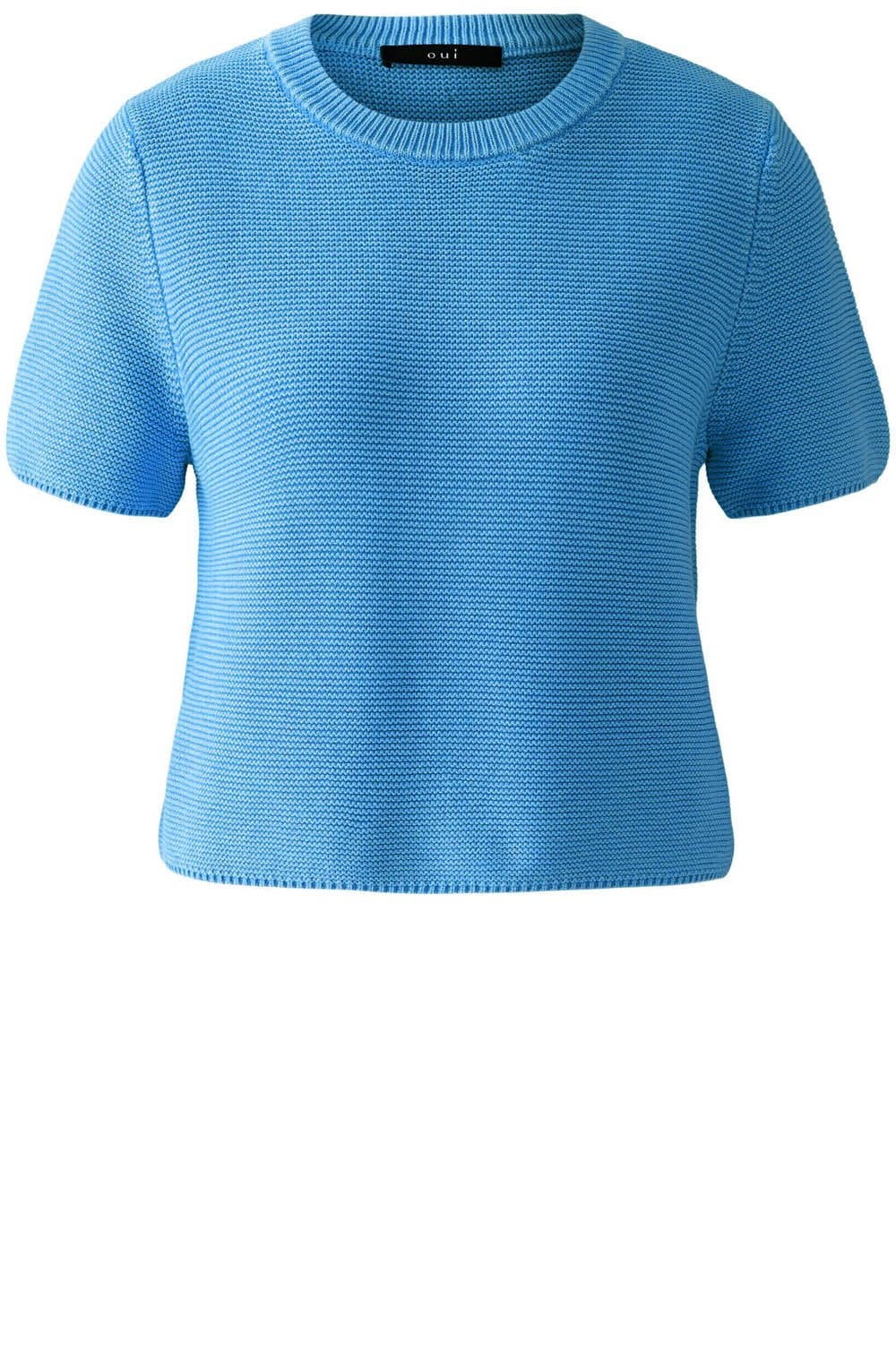 Blue Cotton Purl Knit Pullover