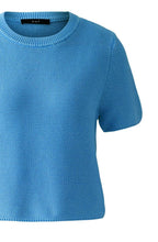 Blue Cotton Purl Knit Pullover
