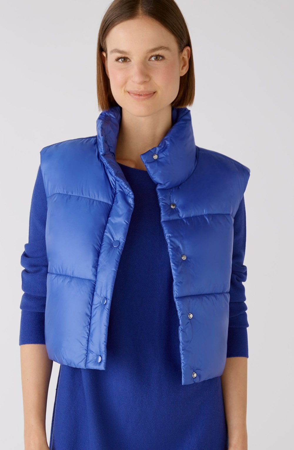 Blue Cropped Puffer Gilet