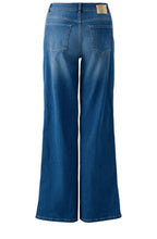 Blue Denim Cotton Blend Wide Leg Jeans