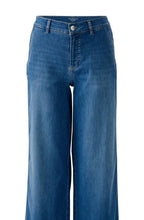 Blue Denim Cotton Blend Wide Leg Jeans