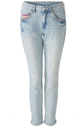 Blue Denim Cropped Girlfriend Jeans