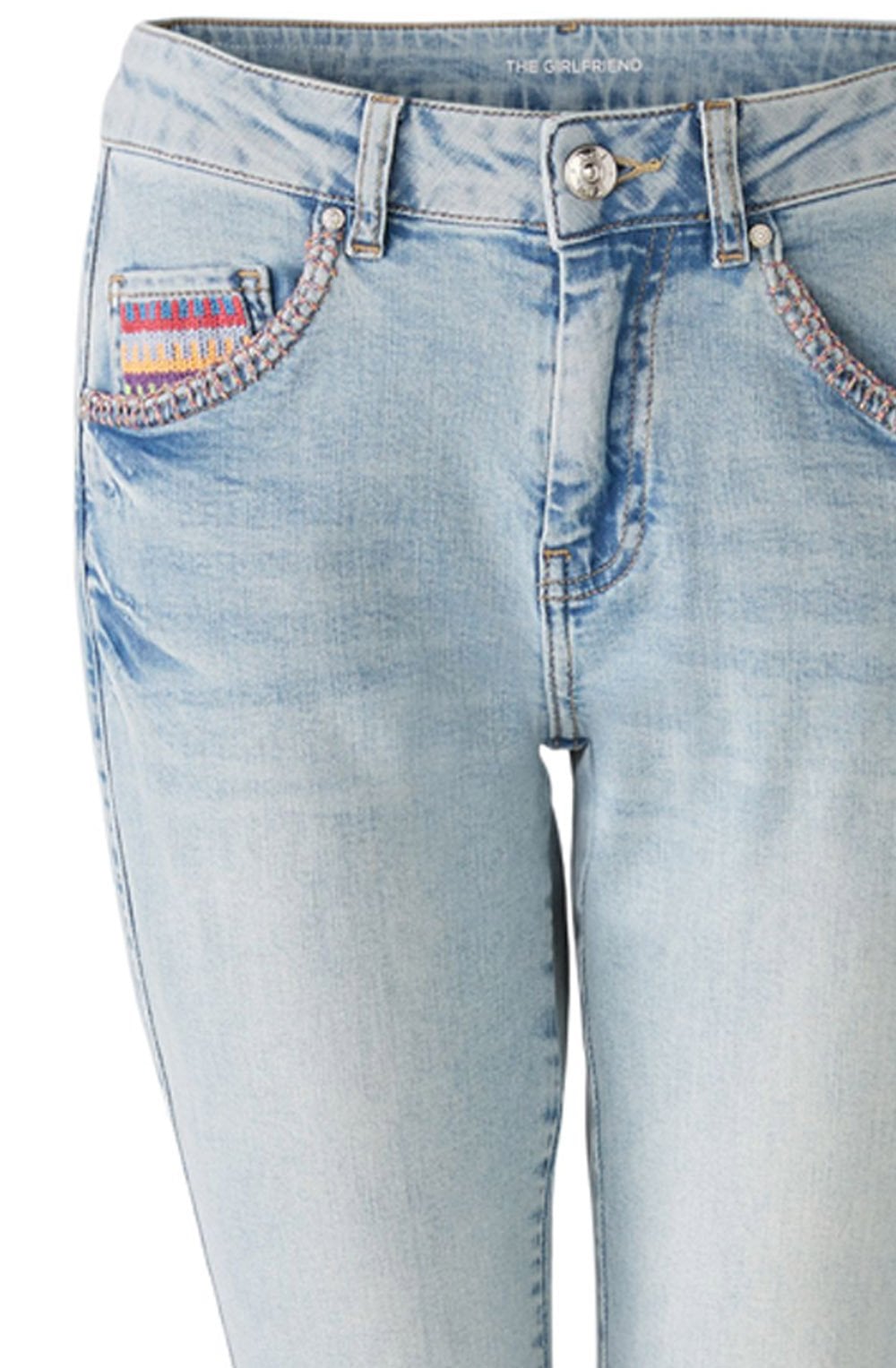 Blue Denim Cropped Girlfriend Jeans