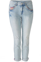 Blue Denim Cropped Girlfriend Jeans