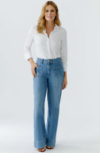 Blue Denim High Waist Wide Leg Jeans