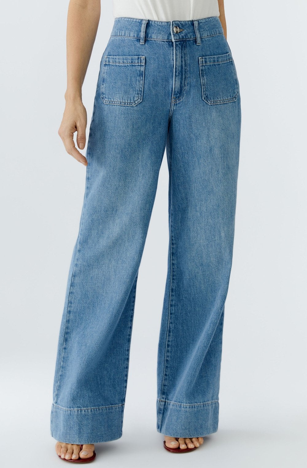 Blue Denim High Waist Wide Leg Jeans