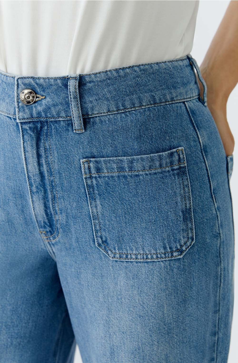 Blue Denim High Waist Wide Leg Jeans