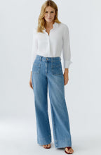 Blue Denim High Waist Wide Leg Jeans