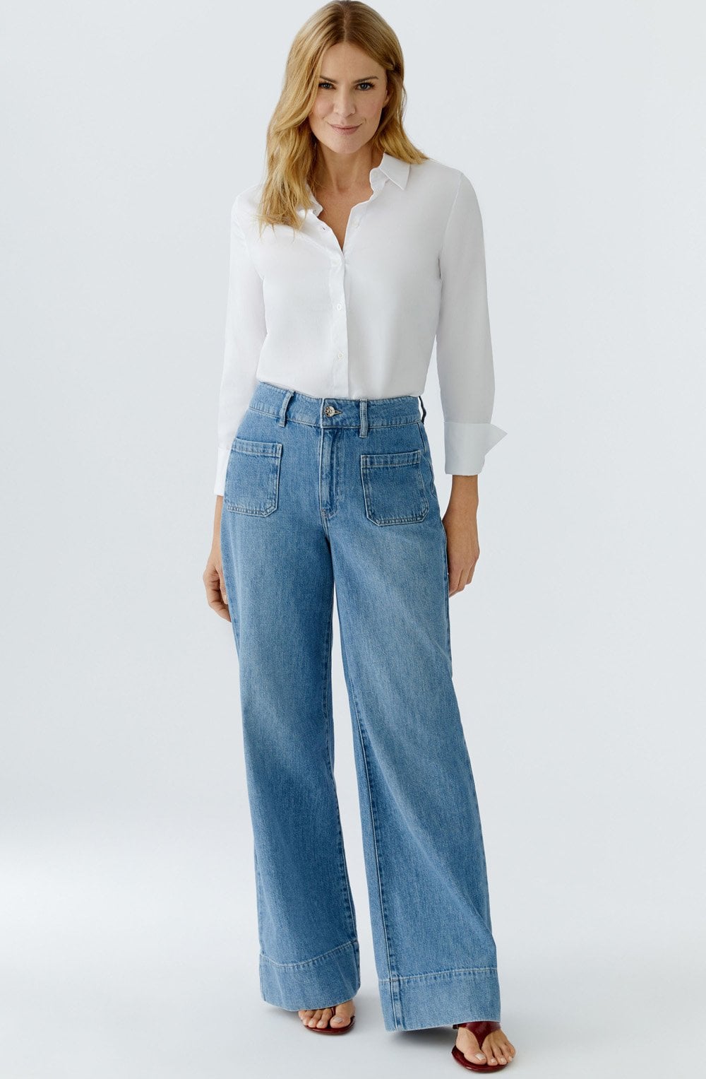 Blue Denim High Waist Wide Leg Jeans