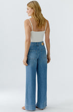 Blue Denim High Waist Wide Leg Jeans