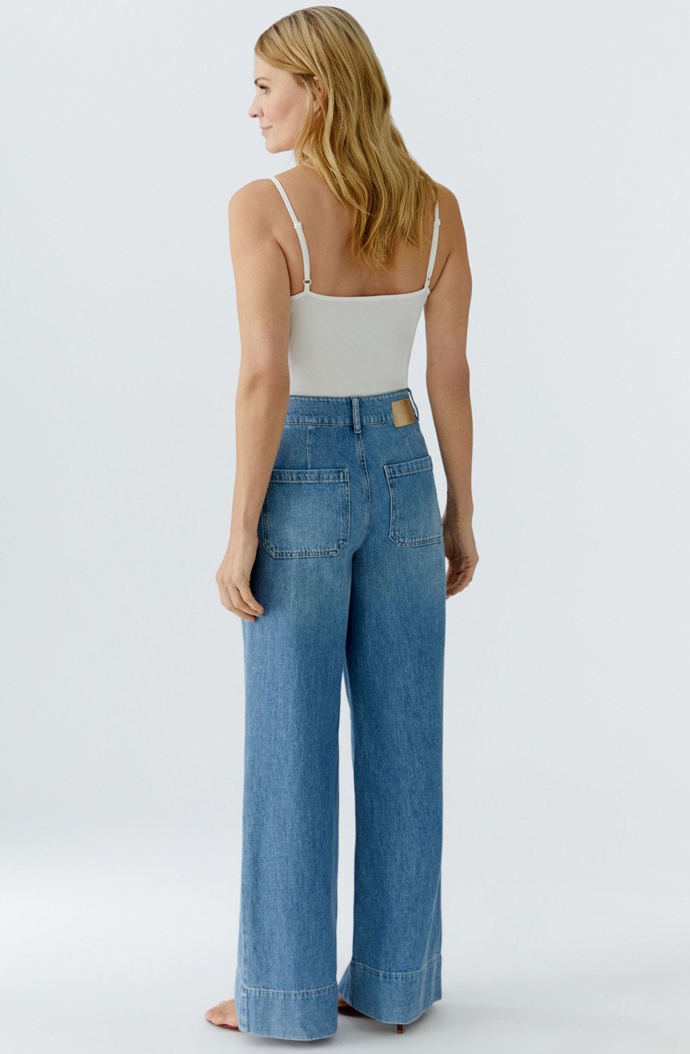 Blue Denim High Waist Wide Leg Jeans