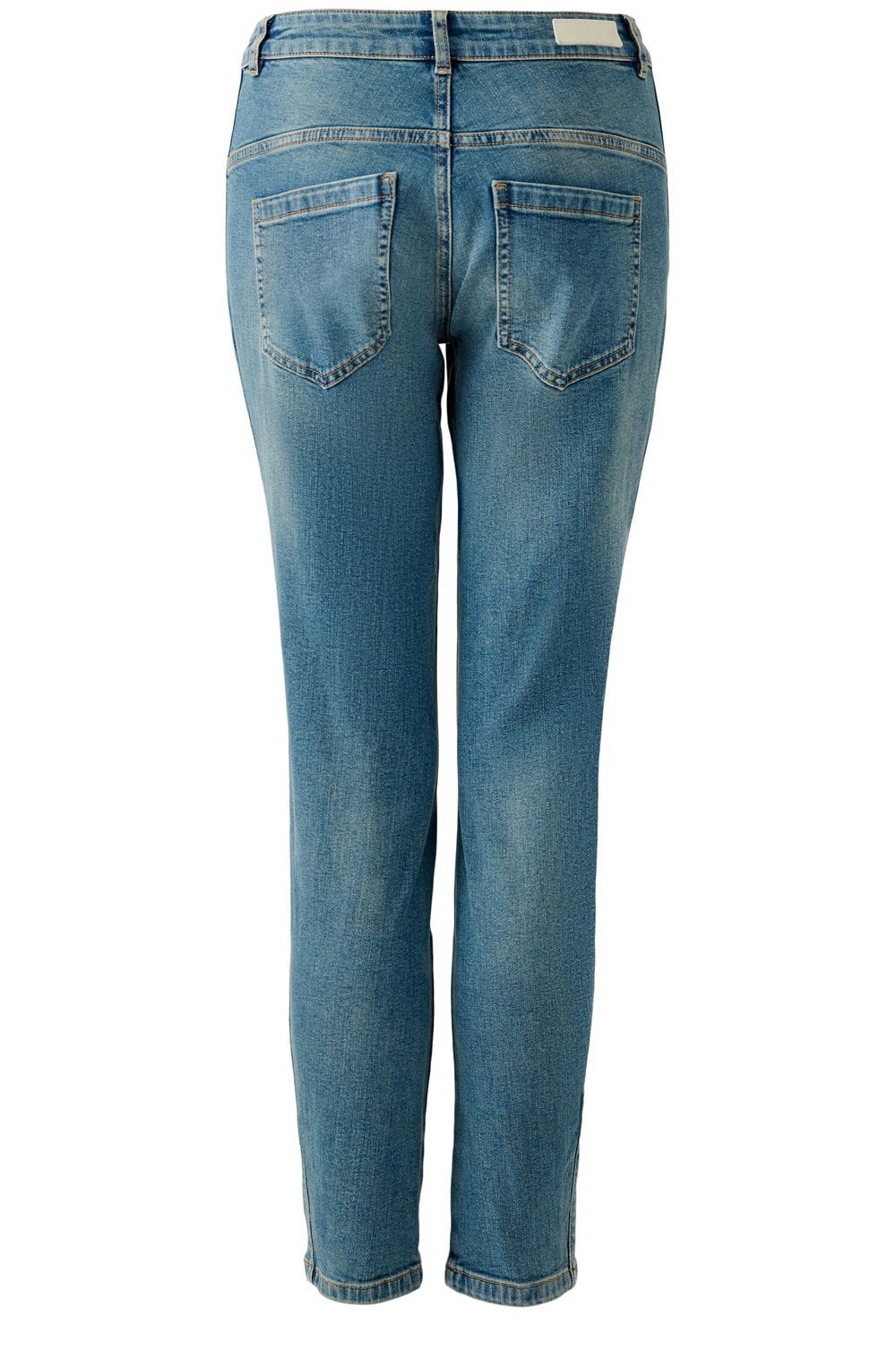 Blue Denim Mid Waist Girlfriend Jeans