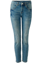 Blue Denim Mid Waist Girlfriend Jeans
