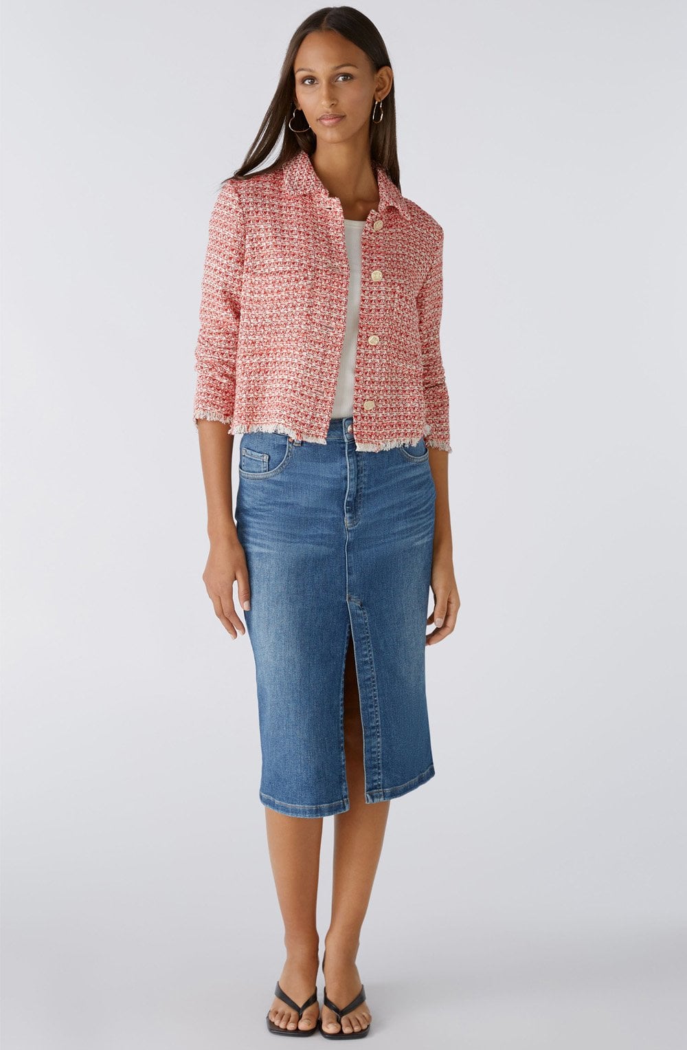 Blue Denim Midi Skirt